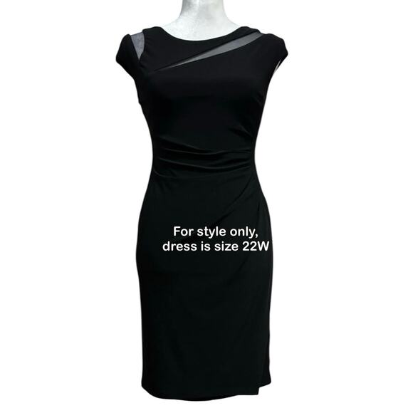 Lauren by Ralph Lauren Dresses & Skirts - Lauren Ralph Lauren LBD Ruched Mesh Inset Little Black Dress Cap Sleeve Size 22W